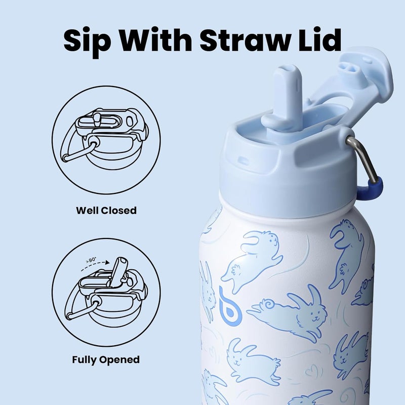BottleBottle 32oz Insulated Water Bottle Stainless Steel Sport Water Bottle with Straw Dual-use Lid Design for Gym with Pill Box - Image 3